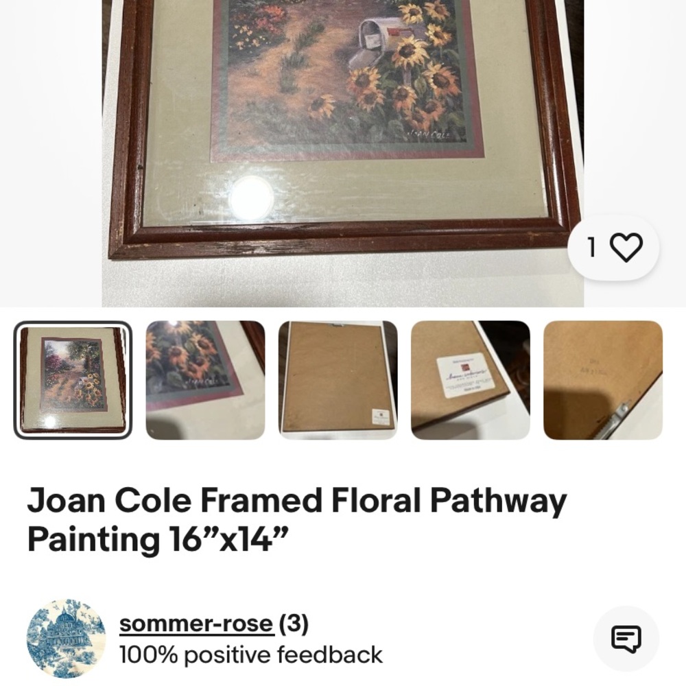 Serene Floral Pathway Art with Brown Frame